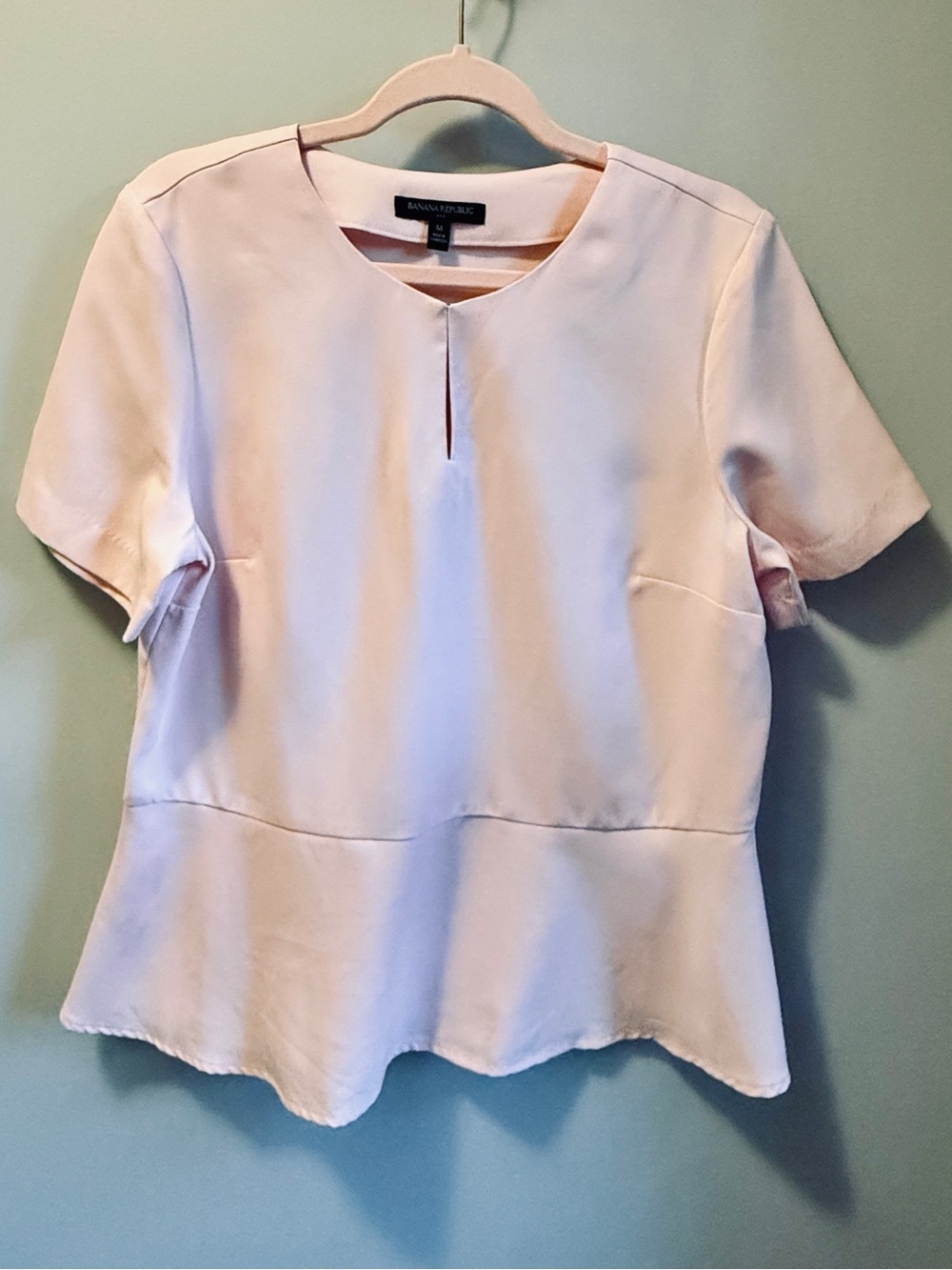 Banana Republic Pink Peplum Short Sleeve Work Top M